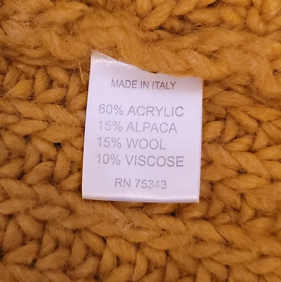 Chunky Knit Womens Mustard Yellow Cardigan Sweater Wool Alpaca Blend - Picture 7 of 9